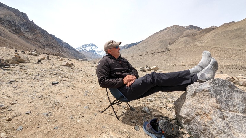 big agnes skyline ul - chilling with everest over our shoulder after a long day at 17,000...