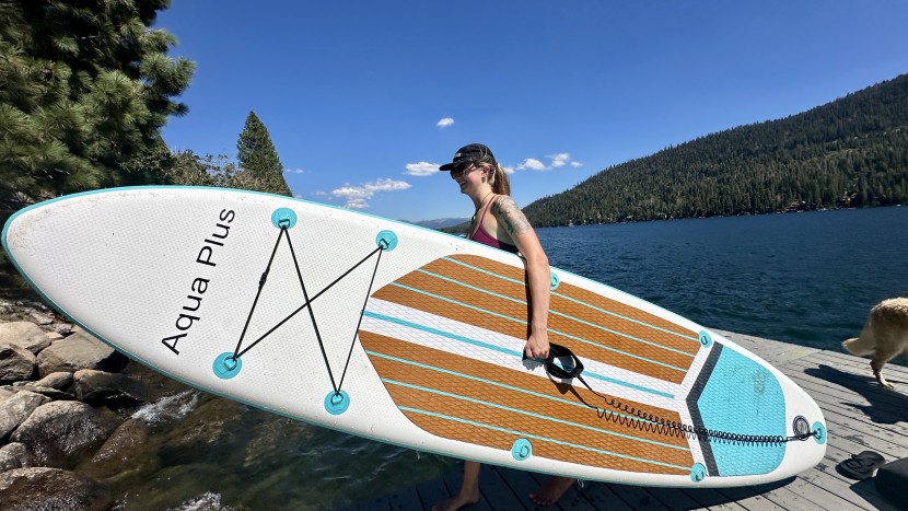 aqua plus thick - big perk of this board is it is light and easy to carry.