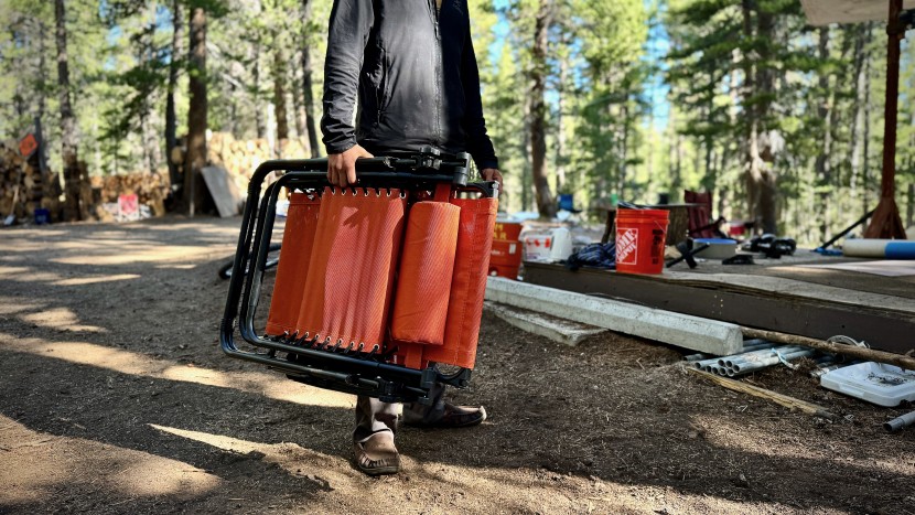 while the heaviest design that we tested, the chair does easily fold...