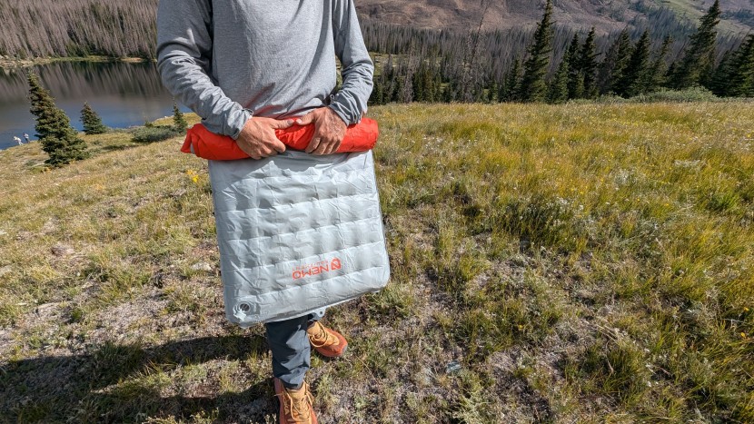 nemo tensor all-season ultralight insulated - the grey face material is soft and not slippery compared to many...