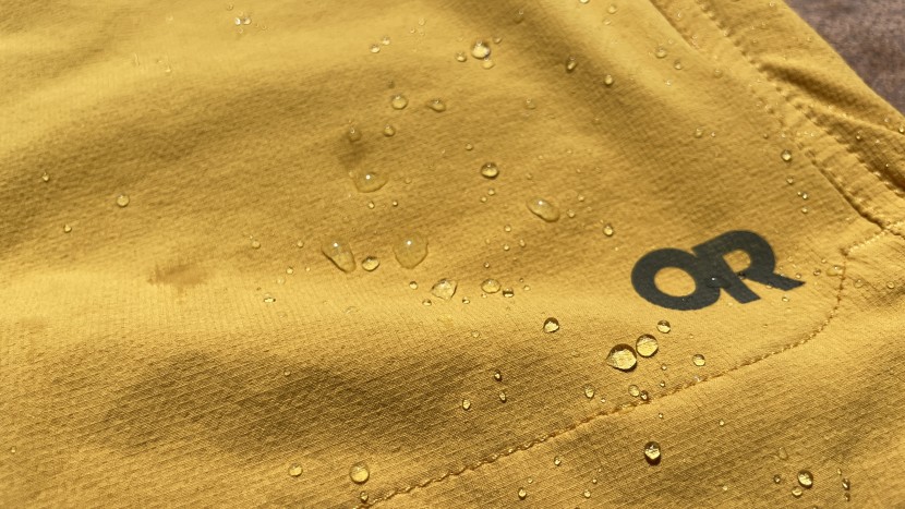 water resistance in the material causes water to bead, which is a...