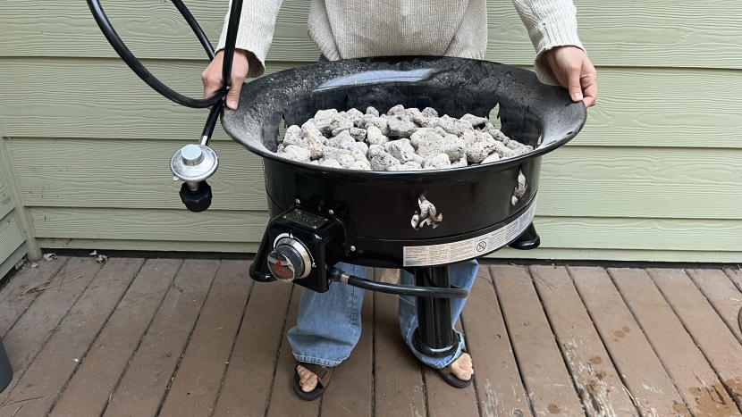 outland living mega - the shape of the bowl helps with carrying the pit, even without...