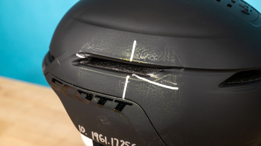 scott symbol 2 plus d mips - this image of the scott symbol 2 shows the helmet after one of the...