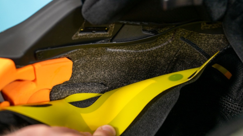 ski helmet - the inside of the scott symbol 2 after a drop test. the d30 is the...