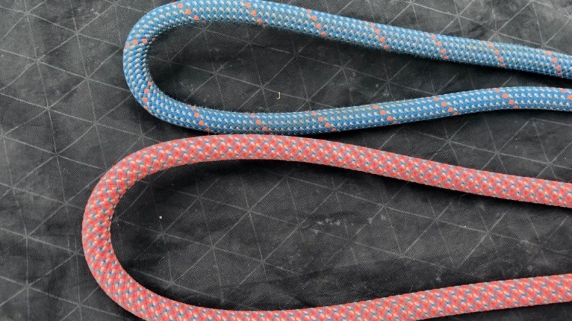 mammut 9.5 crag classic - the mammut 9.5 crag classic on top, compared with a less supple rope...