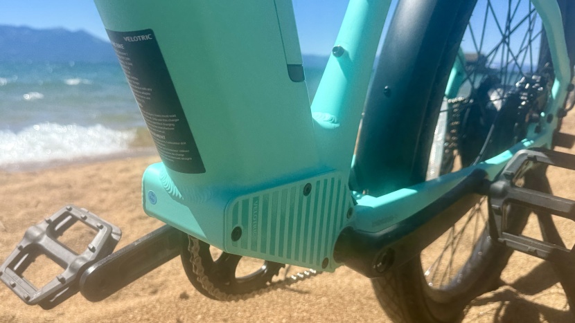 electric bike - the bike's controller and cadence sensor are housed here.