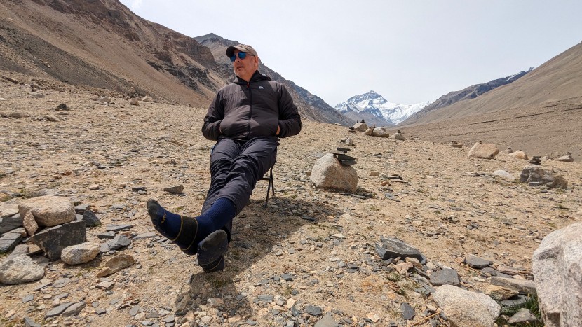 darn tough hiker full cushion - chillin' at 17,000 feet at the tibetan everest base camp in june.