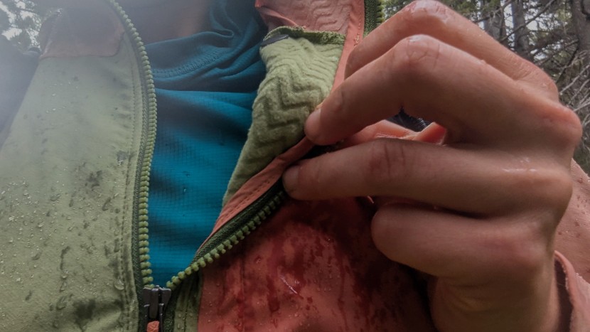 the patagonia r1 crossstrata hoody is quite water-resistant, and the...