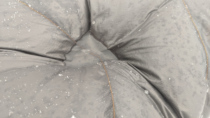 we saw just a little moisture left behind on the face fabric after...