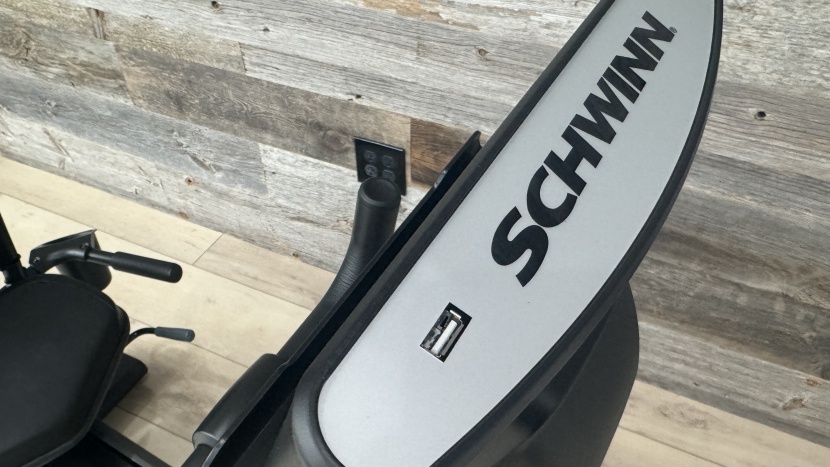 schwinn 290 recumbent bike - usb charging on the console allows you to keep a phone or tablet...