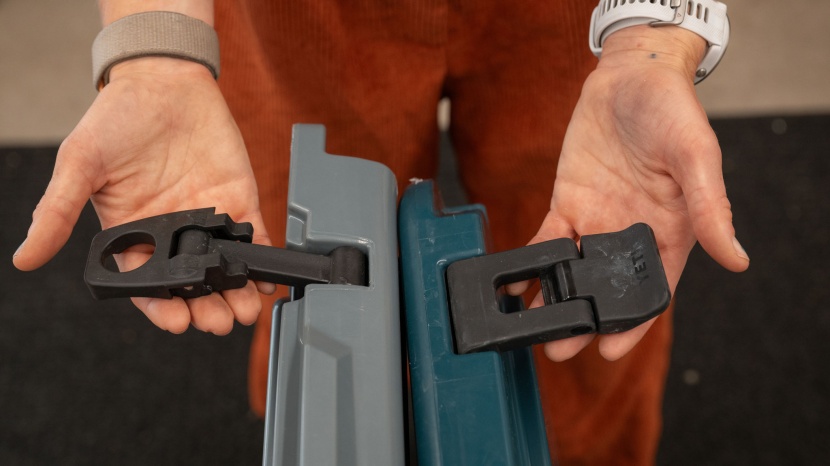 up close, it's easier to see the differences in the latch styles of...