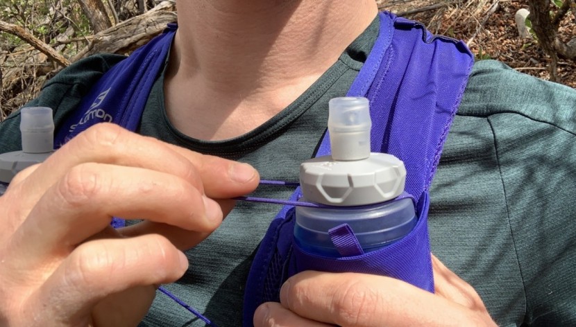hydration pack for running - soft flasks are easier to remove and refill.