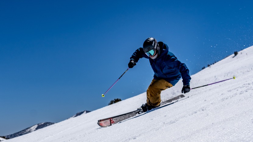the edge-to-edge feel and well-composed flex make this ski a carving...