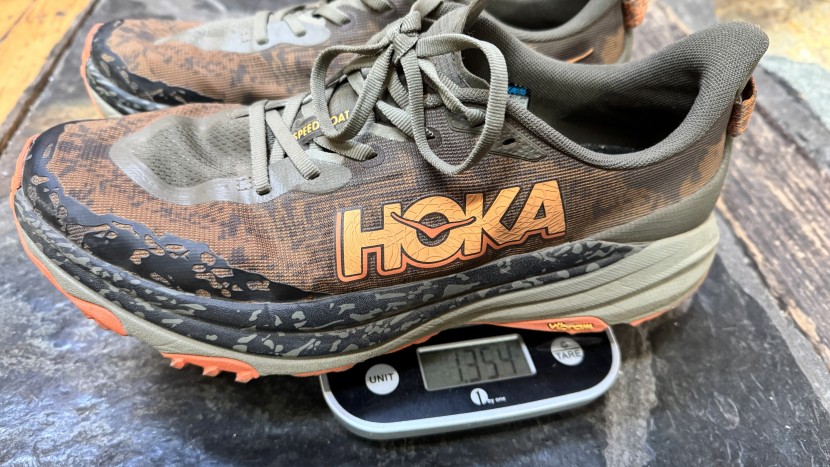 hoka speedgoat 6 - the speedgoats are so light they are almost floating off of our scale!