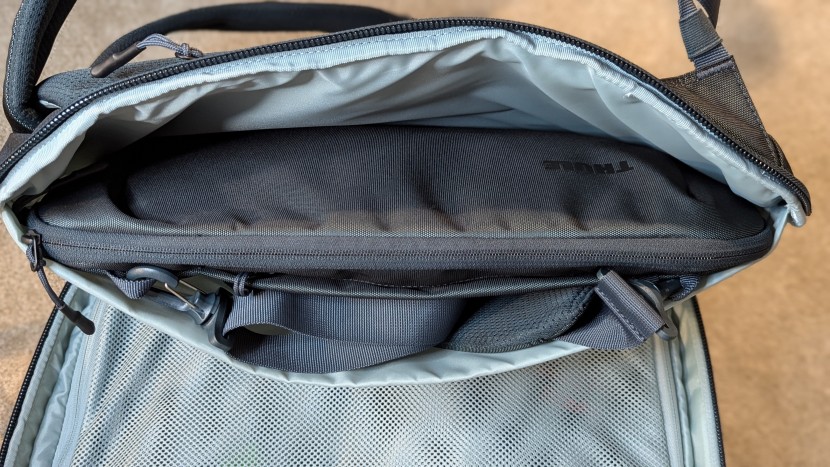 there's a dedicated spot for the laptop carrier inside the main...