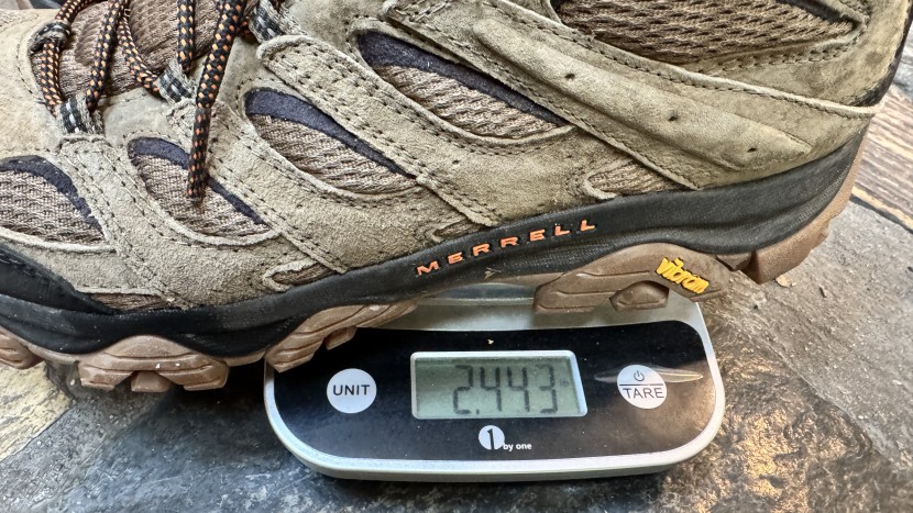 merrell moab 3 mid waterproof - weighing the moab 3 mids on our own scale to verify weight.