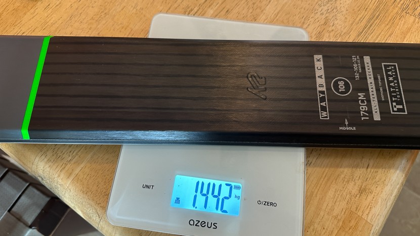 k2 wayback 106 - this is an excellent weight for skis of this size and versatility...