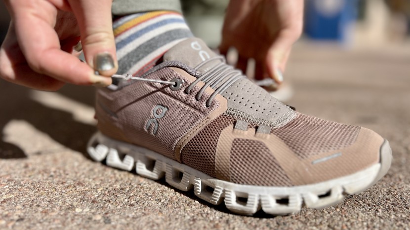 on cloud 5 for women - the elastic laces make taking shoes on and off at airport security...