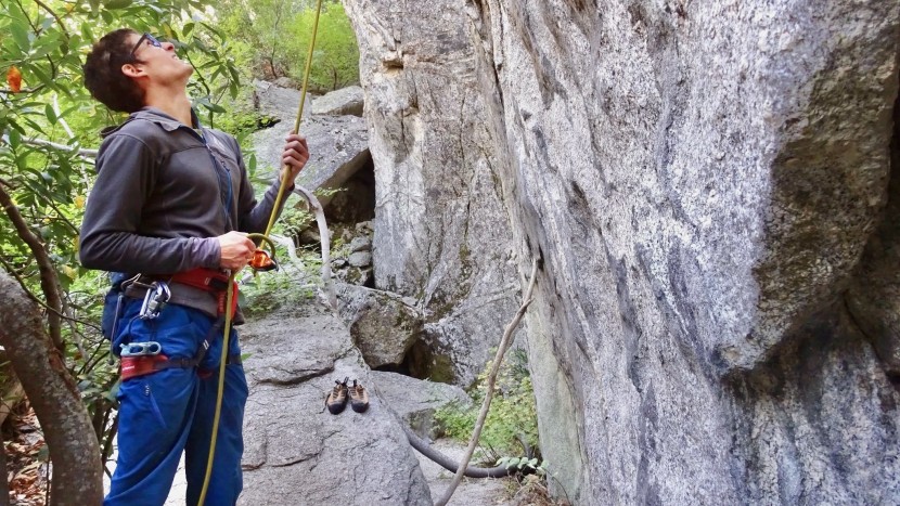 petzl grigri+ - reviewer steven tata attentively belaying a lead climber with the...
