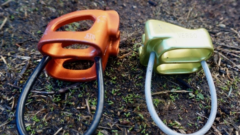 belay device - tube-style devices have room for two bights of rope, and often some...