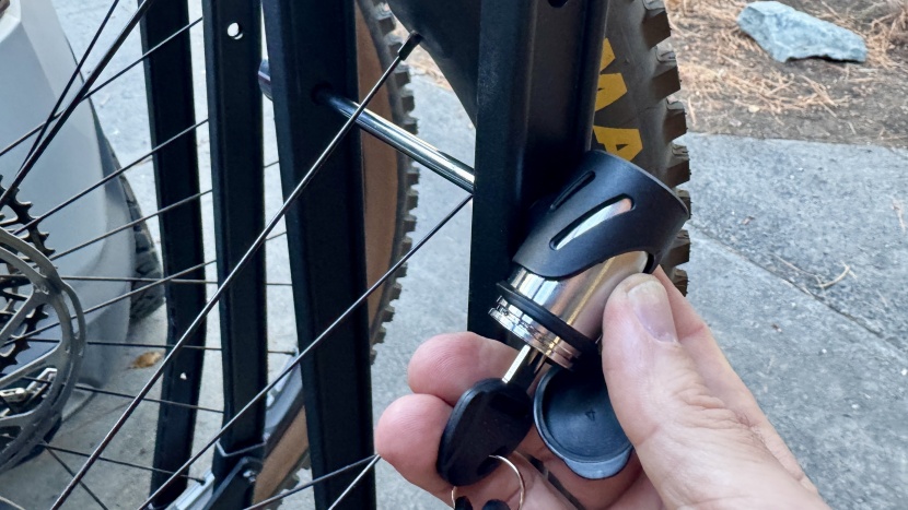 the wheel locks are locking steel bars that use the other tire...