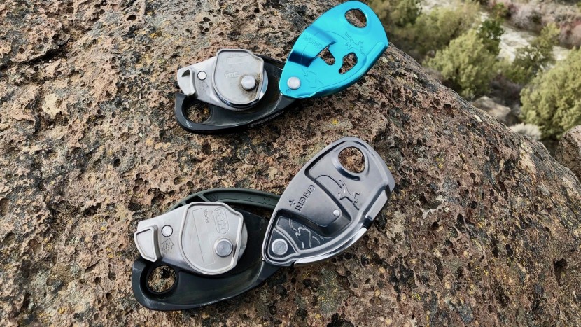 petzl grigri - the grigri (top) and grigri+ (bottom) feel very similar when feeding...