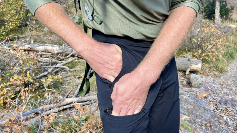 hiking pants - the gamma has three zippered pockets, including two waist pockets...