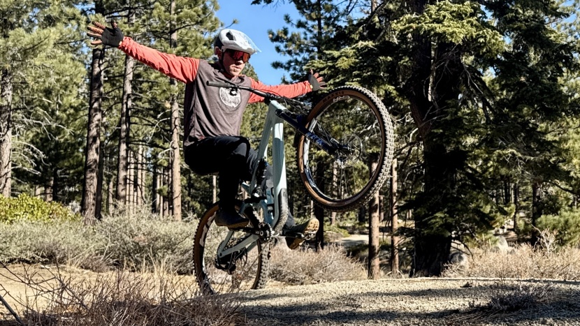 specialized stumpjumper 15 comp - no-handed wheelies might not have a practical trail application, but...