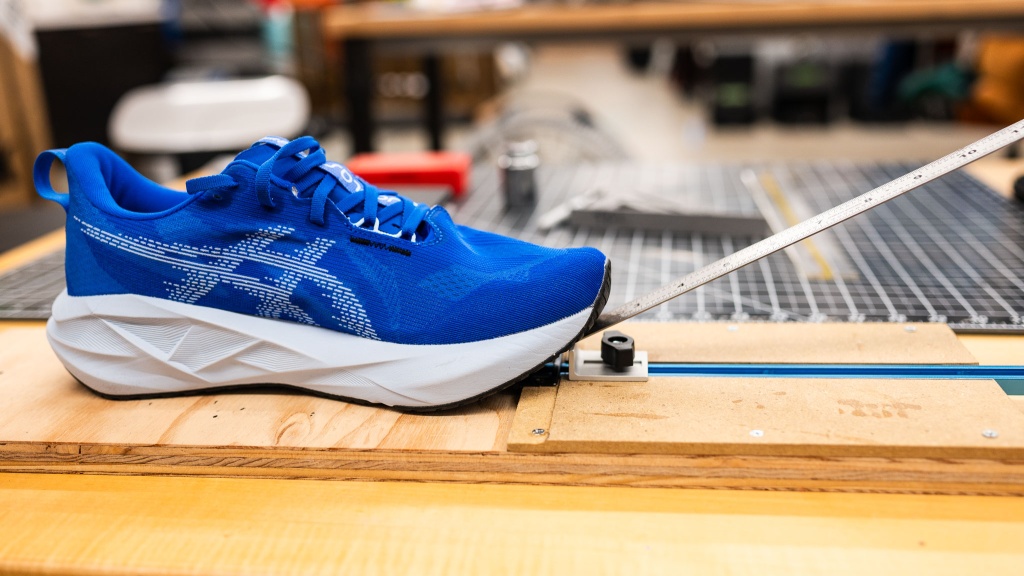 running shoes - each shoe has its own rocker angle designed to meet different goals.