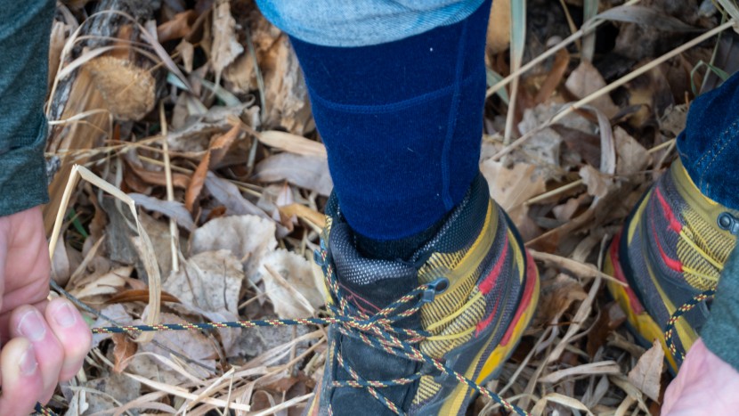 merino.tech bottoms - the high hem on the pant cuff keeps the bottoms tight against the...