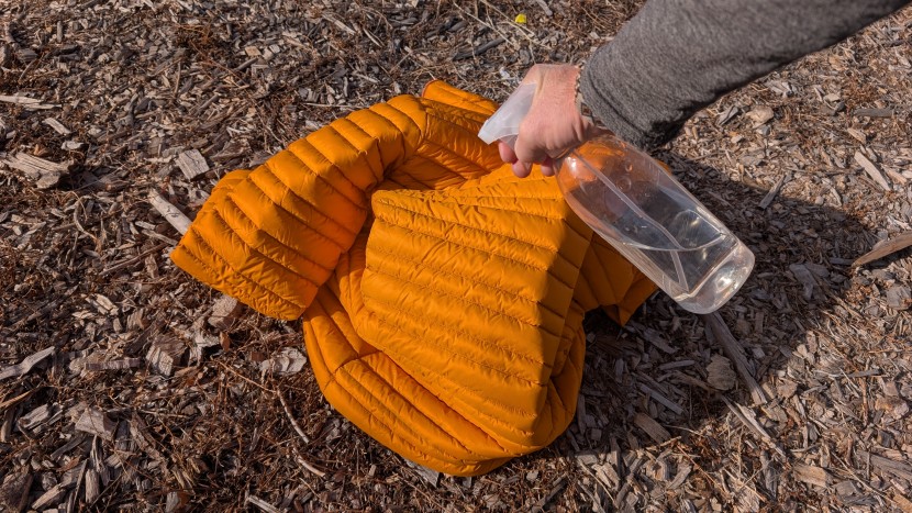 stio pinion hooded - the pinion's shell material resists water, even when we sprayed it...