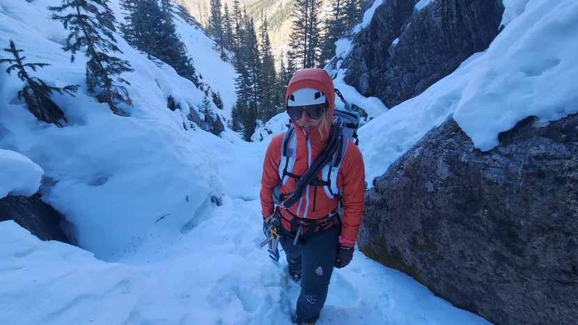 ortovox swisswool piz bo&egrave; for women - we were able to comfortably wear the piz boe hood over a climbing...