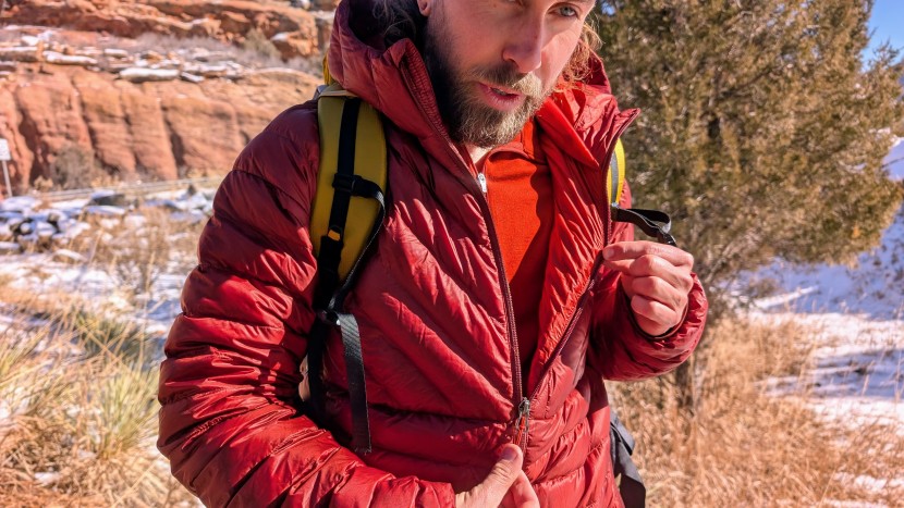 rei co-op magma 850 hoodie - this jacket has an athletic cut, but it's not too tight to layer...