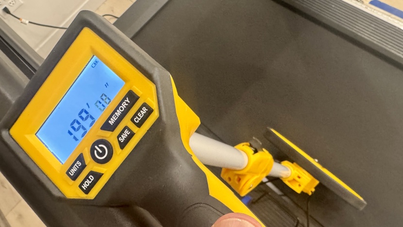 using a rolling measuring wheel, we can track the amount of belt...