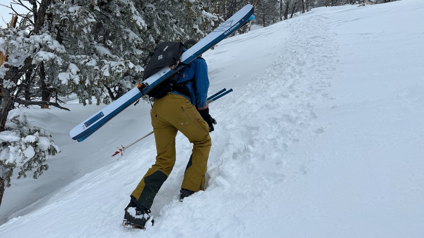 ski pants men - bootpacking to gauge a pair of ski pants' ventilation capability.