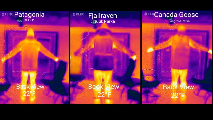 patagonia tres 3-in-1 parka - this rear thermal image view shows how the tres 3-in-1 and the...