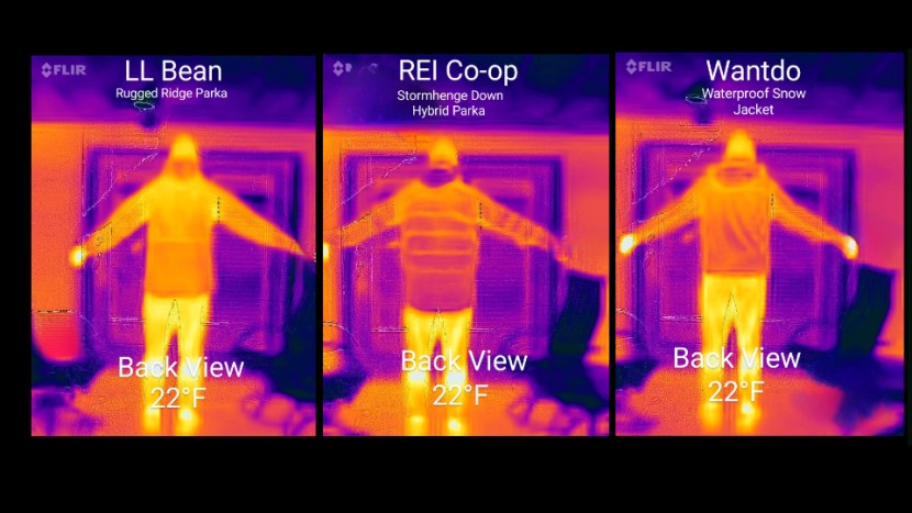 rei co-op stormhenge down hybrid parka - rear images of the same three jackets also show the stormhenge's...