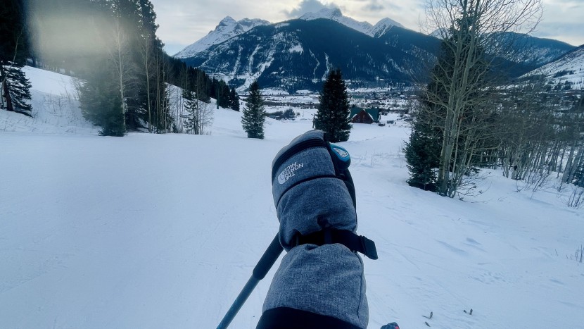 the north face montana mittens for women - sunset skiing into the single digits with the montana mitt.