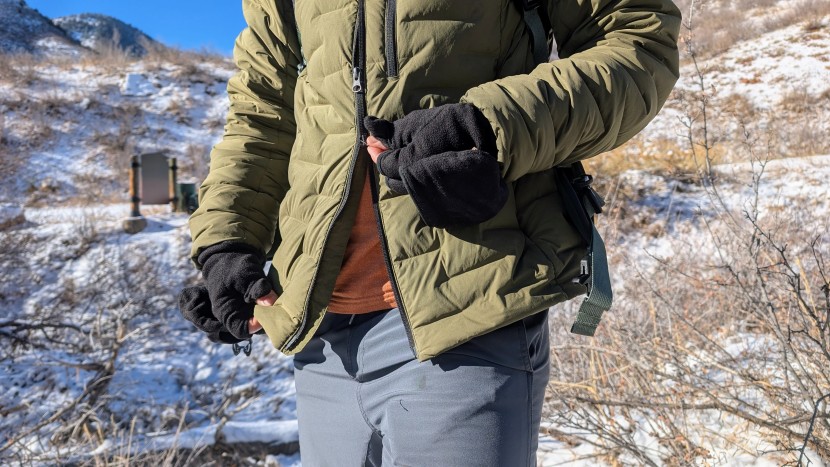 the stretchdown hoody's two-way zipper lets you vent your core...