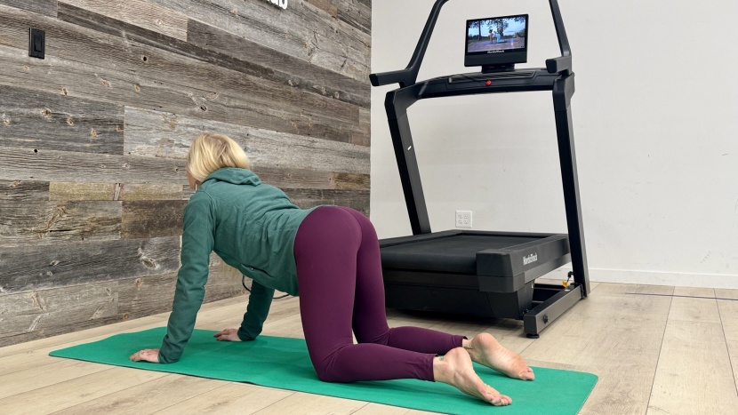 nordictrack x16 treadmill - it's possible to follow yoga and core classes from beside or behind...