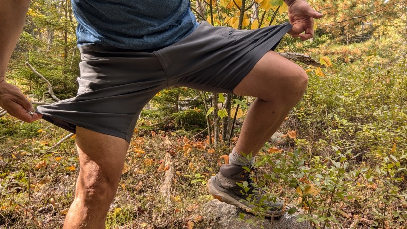 coming in hot. showing off the wrangler's stretch fabric.