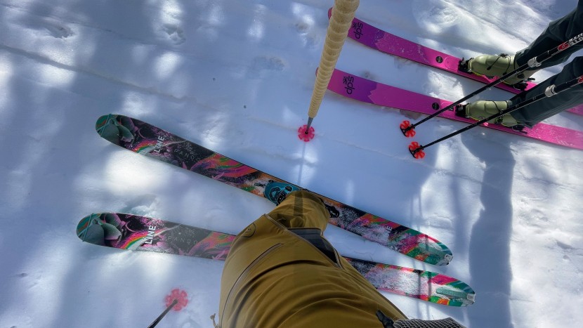 ski pants womens - the vents on the foxy bib doing the job while ski touring on a warm...