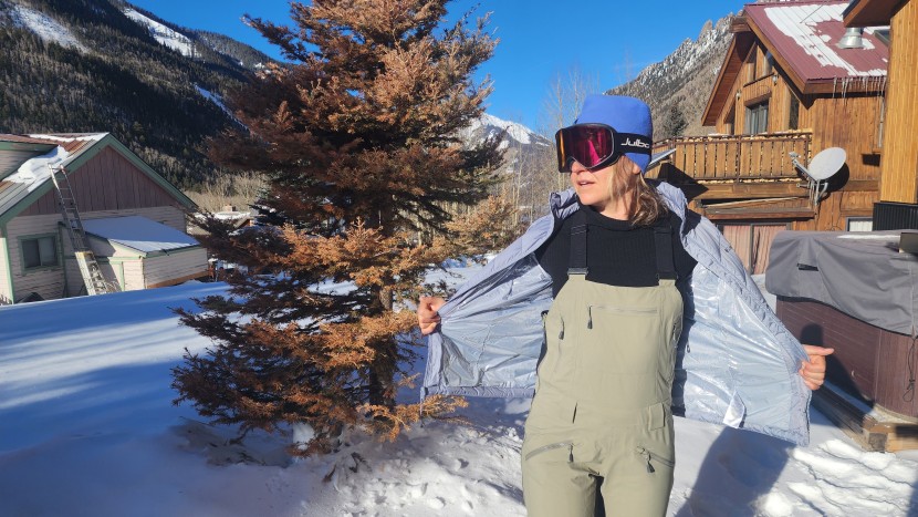 outdoor research hemispheres bib for women - the many pockets of the hemispheres bib.