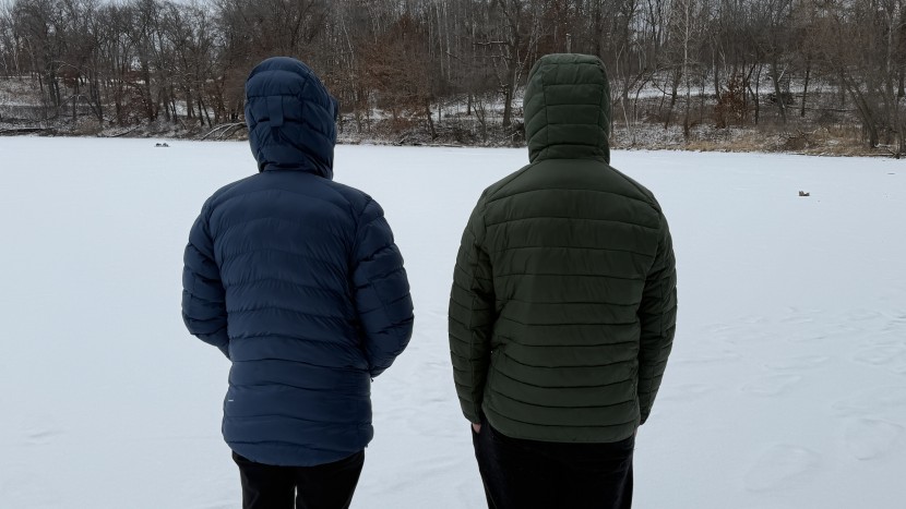 amazon essentials lightweight puffer hooded - the non adjustable shorter hem of the amazon puffer limited the wind...