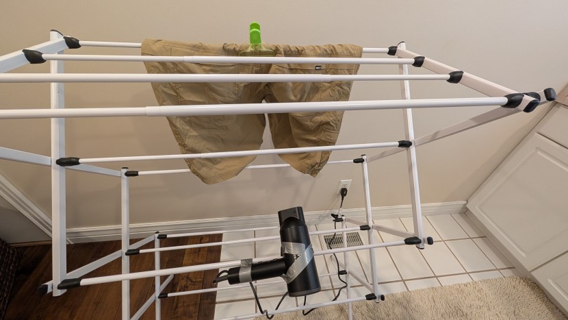 timing our sahara cargo's dry time with the help of a hair dryer set...