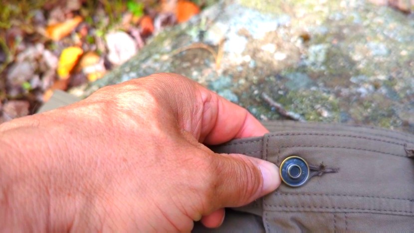 solid metal button closure.