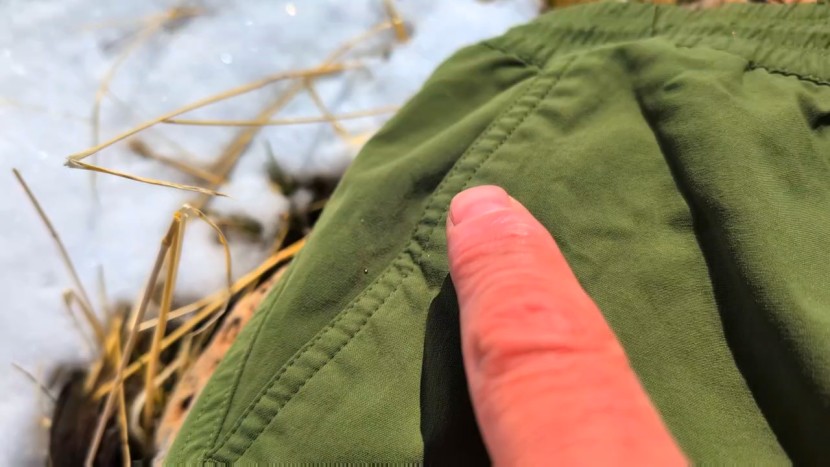 rei co-op trailmade hiking shorts - showing off the trailmade's double-stitched seams.