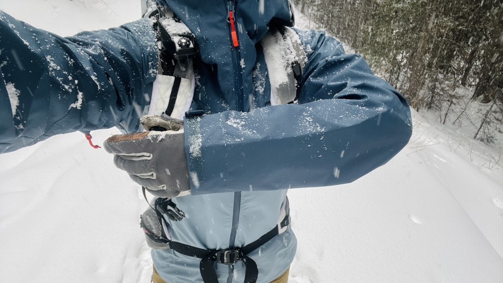 rab arc eco for women - assessing the waterproofing of the arc eco during a heavy storm.