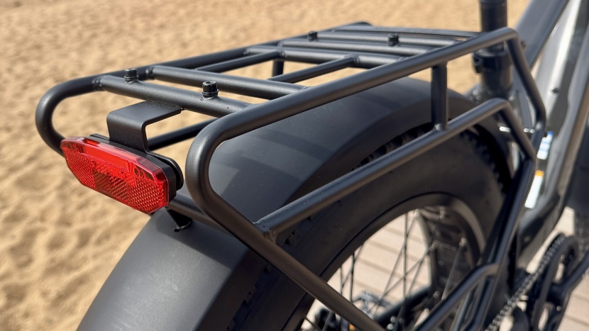 our test bike came with a rack, plastic fenders, and a suspension...