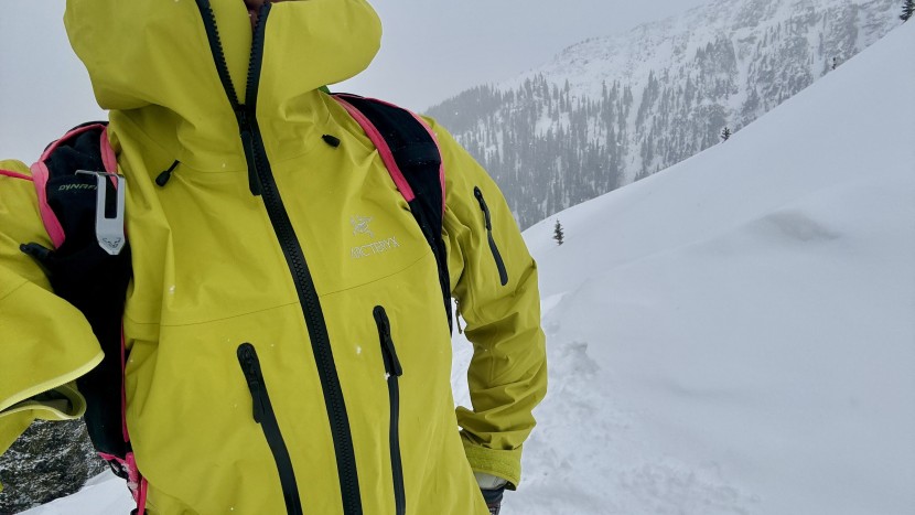 arc'teryx alpha sv jacket for women - the high collar of the alpha sv.